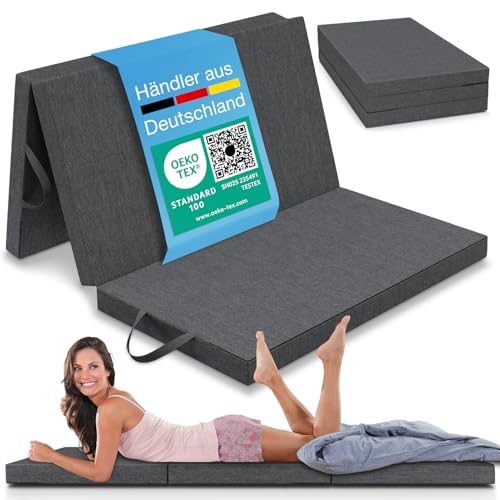 ELONEO Klappmatratze 120x200 cm, 8 cm hoch, Gästematratze klappbar, Faltmatratze, Faltbare Matratze, Bandscheibenwürfel, Reisematratze, Gästebett klappbar, Klappbett waschbar