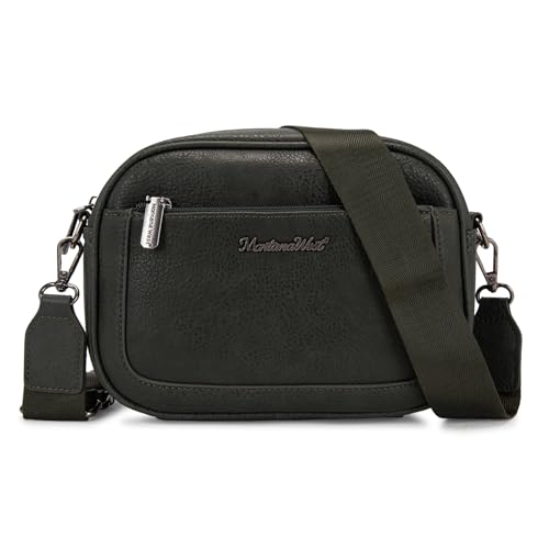 Image of Montana West Crossbody Bags for Women Cow Print Purse Triple Zip Shoulder Handbags with Wide Strap