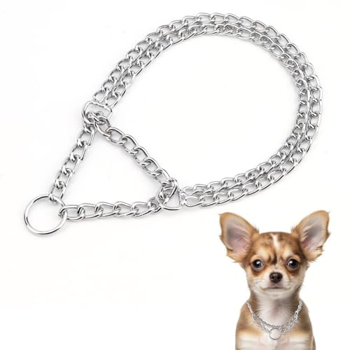 Hypeety Collare per addestramento cani a catena martingala, collare per cani in metallo antiscivolo in acciaio inossidabile, per cani di taglia media e grande (M)