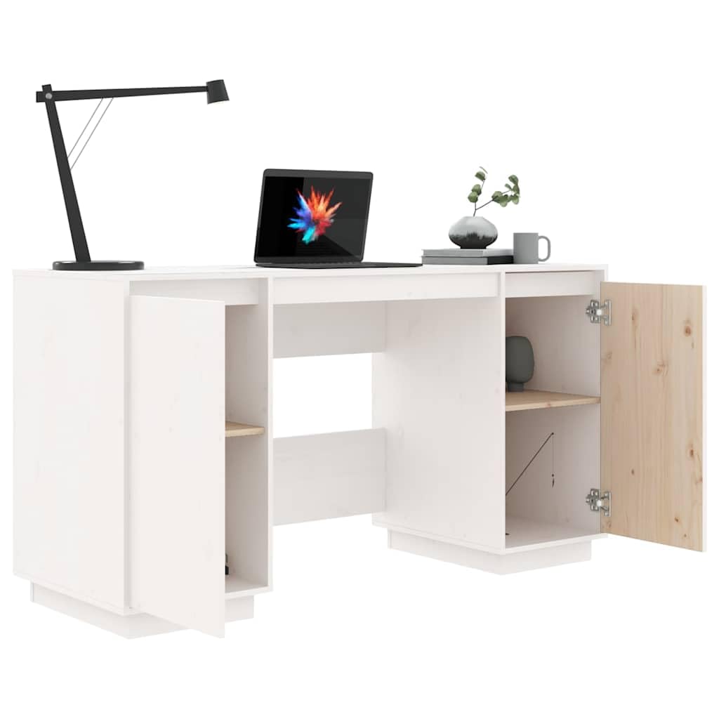 Escritorio 140x50x75 cm Madera de Pino Sólido Blanco