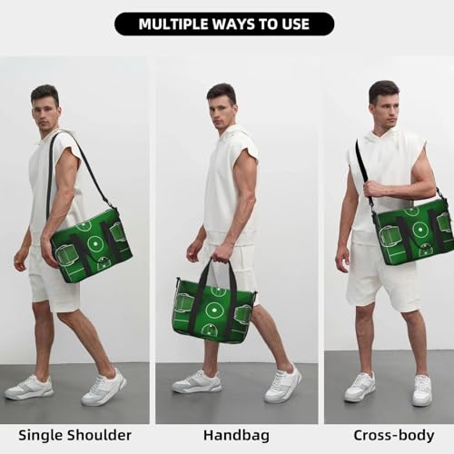 Green Football Field Print Hand Travel Bag,Gym Bag,Weekend Travel Overnight Bag,Tote Bag Sports Bag For Women Men 6