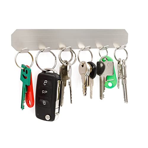 FGE-Line 6er Schüsselleiste selbstklebend Hakenleiste aus Edelstahl | ohne Bohren | Made in Germany