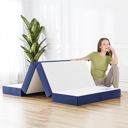 Doubleslee Matelas Pliable 2 Places 120×195 | 4 Plis Matelas Pliant d'appoint Ultra-Portable | Matela pour Invités Mousse Confortable | Épaisseur 10 cm |...