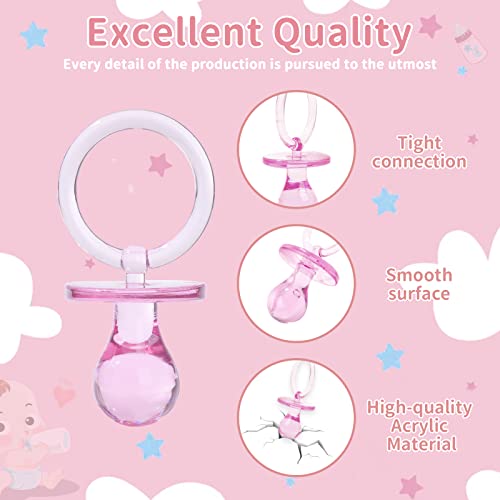 Image of Pacifiers for Baby Shower Game, 36PCS Plastic Pacifiers for Baby Shower Decoration DIY, Large Size Baby Shower Pacifiers, Gender Reveal Party Table Scatter /Hunt Baby Shower Game Props(Pink, 2.75 in)