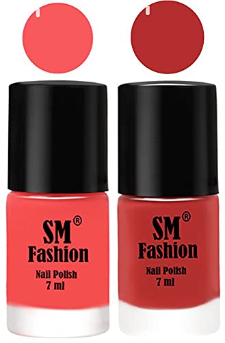 Image of Long Lasting Nail Polish | Nail Paint Combo 7 ml Each) - Set of 2 Light Pink-Coral Pink