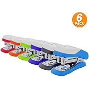 Emraw Mini Cushion Grip Stapler Set Built-in Staple Remover 12 Sheet Capacity 500 Standard Staples Durable Plastic and Steel Assorted Colors Office and School Staplers Pack of 6
