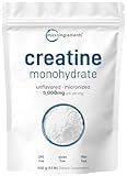 Instant Creatine Monohydrate Powder 500 Grams (1.1 Lb), 5000mg Per Serv, Micronized Creatine Powder, Unflavored, Pure, No Filler, Keto & Vegan, Easy Dissolve Pre Workout for Women and Men