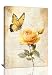 Nopenta Vintage Butterfly Canvas Decor Wall Art, Yellow Rose Painting for Living room, Canvas Pictures Poster Artwork Decoration for Bedroom Framed and Stretched Ready to Hang 24" L x 16" W