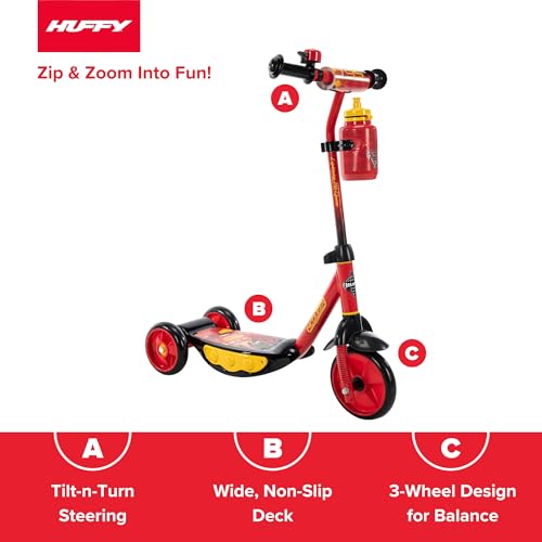 Image of Huffy Disney and Marvel Toddler Kids 3-Wheel Scooters, Multiple Color Options, Ages 3+ Years Old, Durable Steel Frame, Portable, Girls /Boys, Non-Slip Deck, Character Graphics