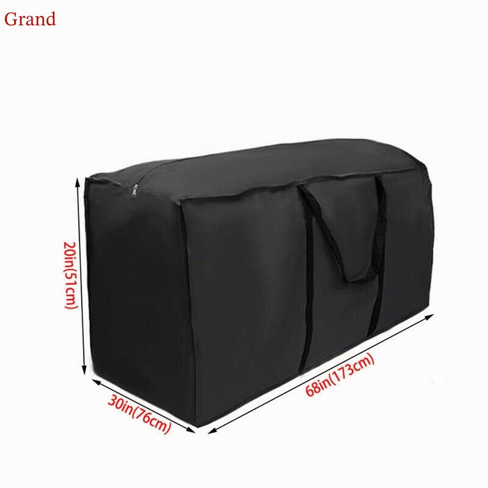 Sac de Rangement Coussins Jardin XXL - Housse Protection Imperméable Tissu Oxford 210D Haute Densité - Idéal pour Matelas Transat, Sapin de Noël et Meubles Terrasse - 173 x 76 x 51 cm, Noir