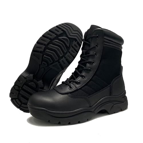Image of INTAN Mens Military Tactical Work Boots Side Zipper Leather Motorcycle Combat shoes.