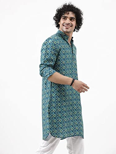 Image of Leriya Fashion Men's Kurta | Rayon Printed Kurta for Men | Chinese Collar Long Sleeves | Straight Knee Length Kurtas | for Festival | Function | Occasion Wear Fancy Kurta for Boys