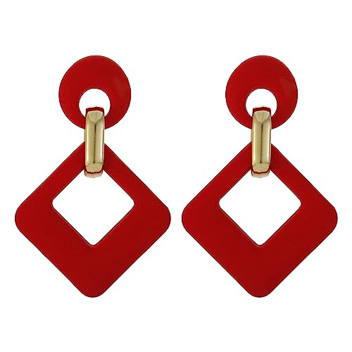 SIXDUTON Pendientes Mujer Grandes Geometricos Acrílicos, Pendientes Rectangulares Geométricos Minimalistas Regalo para Mujeres y Niñas (Rojo)