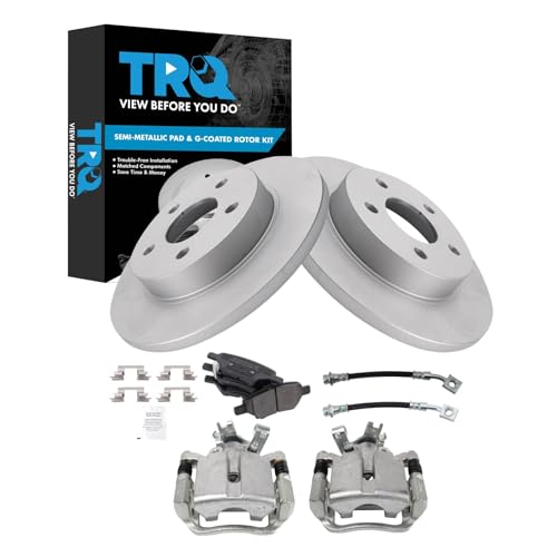 Image of TRQ Rear Brake Pad & Rotor Kit Semi-Metallic Premium G-Coated Compatible with 2005-2008 Chevrolet Cobalt 2008-2010 HHR 2007-2009 Pontiac G5 2004-2007 Saturn Ion