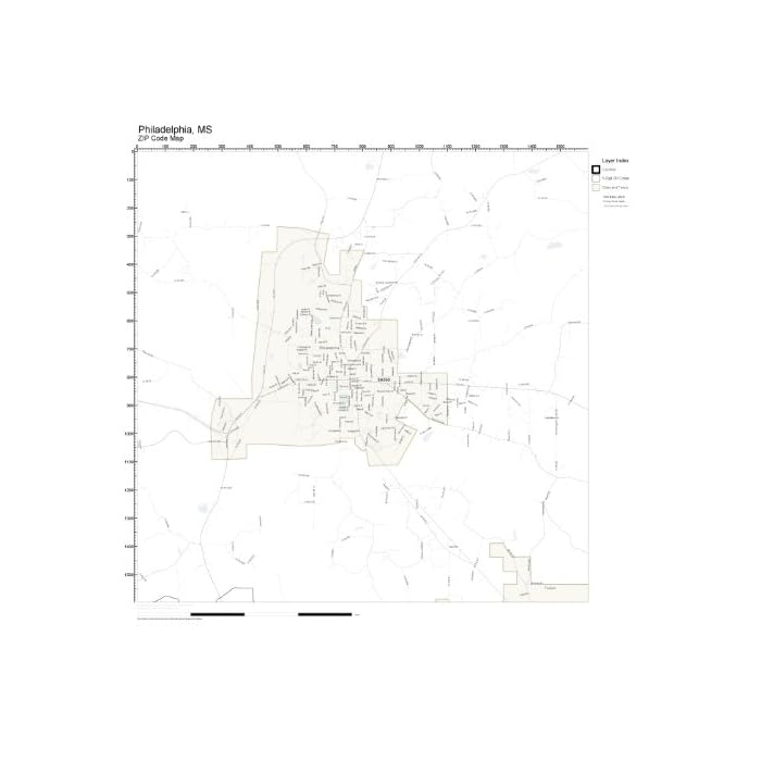 Buy ZIP Code Wall Map of Philadelphia, MS ZIP Code Map Laminated Online