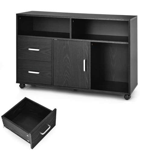 GIANTEX Meuble de classement sur roulettes avec tiroirs, support d'imprimante mobile pour le bureau...