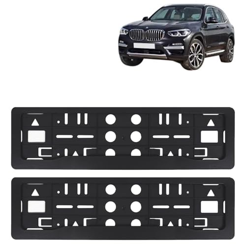 Image of KINGSWAY X3 Car Number Plate Frames for All 2015 Onwards Models of B-MM-W Car Registration Plate Holders, Black Licence Plate Covers (Front and Rear), Universal Size 51.5 x 14.5 cm