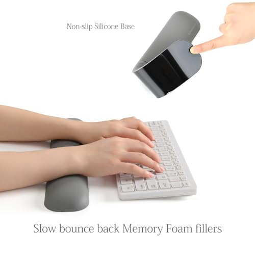 Image of UnivoColors Design-Wave Keyboard Wrist Rest, Artificial Sheepskin+Memory Foam+Ergonomic+Anti-Slip Gel, Resilience Support During Work and Gaming,Keyboard Accessory,Grey