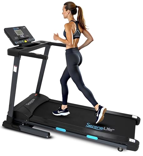Image of SereneLife SereneLife Folding Treadmill Exercise Running Machine - Electric Motorized Running Exercise Equipment for Apartment Home /Office Jogging Compact Folding Easy Assembly