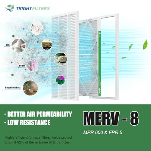 Image of TRIGHTFILTERS 12x24x1 Air Filter 4 Pack, MERV 8 Pleated Dust Defense Air Filters Replacement Air Conditioner HVAC AC Furnace Filter, Durable and Lightweight