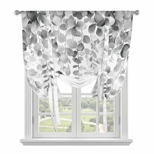 LOVE HOME DAY Tie Up Curtains for Kitchen Windows,Farmhouse Gray