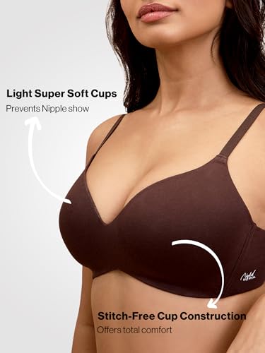 Image of Nykd (NYB013) Ultra Soft Luxe Modal Fabric Lightly Padded & Non Wired Tshirt Bra for Women | Seamless Neckline with Comfortable, Soft & Non Slip Shoulder Strap