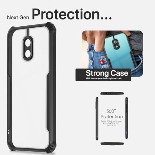Image of Pikkme itel A23 Back Cover | Crystal Clear Transparent Back | Ultra Hyrbid | Full Camera Protection | Raised Edge | Bumper Back Case (Black)
