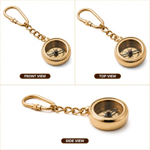 Brújula de Llavero Vintage de Latón Antiguo | Brújula Direccional para Niños y Aventureros | Llavero Retro de Metal para Hombres y Mujeres | Regalo para Viajeros y Aventureros miniatura 4