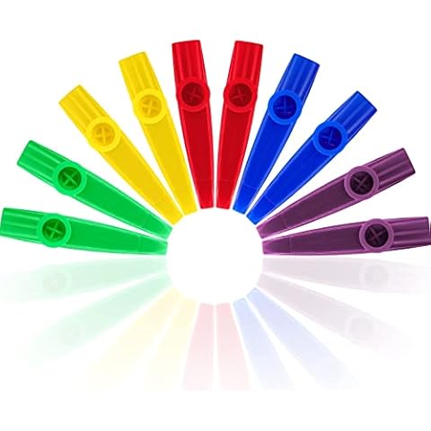 Blulu 10-Pack Colourful Plastic Kazoos Cover