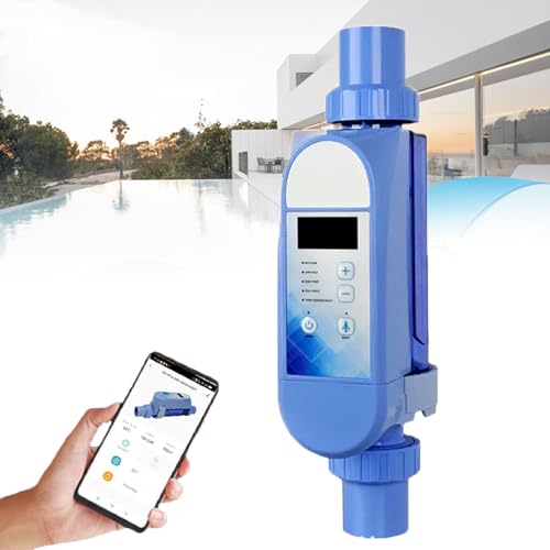 HDaspijh Sistem De Cloración De Agua Salada para Piscinas, Generador Automático De Cloro Salino Autoadaptable, Control Remoto por Aplicación Y Wi-Fi Integrado, Función De Autolimpieza,20g/h