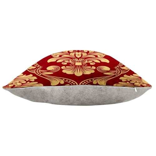 Coussin rouge damas chic pour sublimer votre canapé de salon