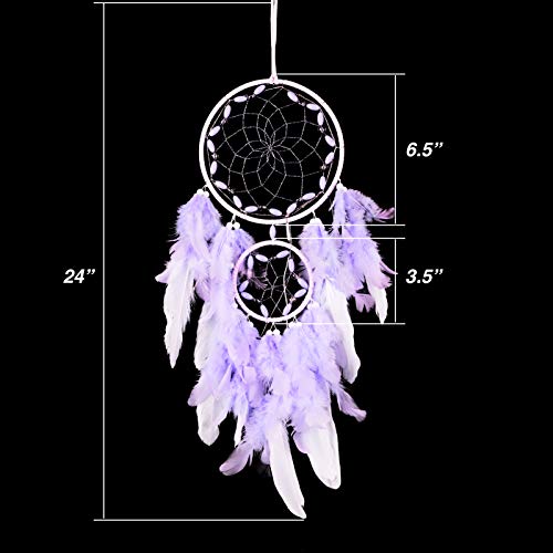 image for ActFaith Purple Dream Catcher Handmade LED String Light with Feathers 