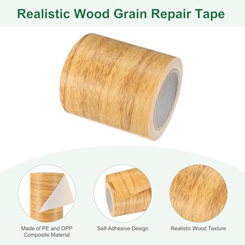 Image of M METERXITY 1-Roll Wood Grain Repair Tape, 2.24in x 15ft Textured Realistic Self-Adhesive Wood Floor Tape Contact Paper for Furniture /Floors /Home [Golden Camel Pine]
