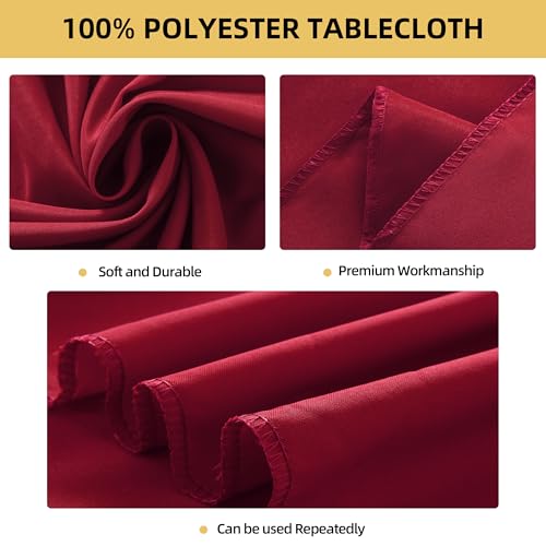 Image of 2-Pack 60x60 inch Burgundy Table Cloths, Solid Stain and Wrinkle Resistant Tablecloth, Premium Plain Weave Polyester Fabric Rectangle Table Linen Covers for Hotel, Banquet