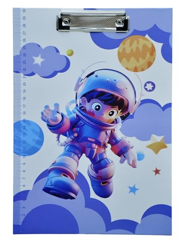 Image of AccuPrints 12 x 9 inch Cardboard Standard A4 Letter Size for Students Exam Board Boys | Low Profile Clip Board | Decorative Cute Clipboard Space Pattern (Random Color) (A2P6)
