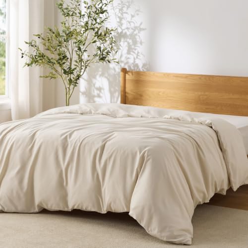 Image of Bedsure Duvet Cover Full Size, 1Pc Soft Double Brushed Bedding, Beige | For Kids & Adults, 80 inchx90 inch, Only 1 Comforter Cover, No Pillow Shams, Hotel Luxury, Breathable, Lightweight, Zipper Closure