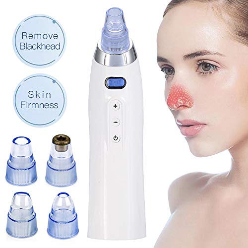 Aspirateur Point Noirs, AIDUE Extracteur de Point Noir Électrique Dissolvant de Points Noirs avec 5 Niveaux Aspiration 4 Têtes Remplaçables, Portable Dispositif de Beauté pour Facial Nettoyeur du Nez