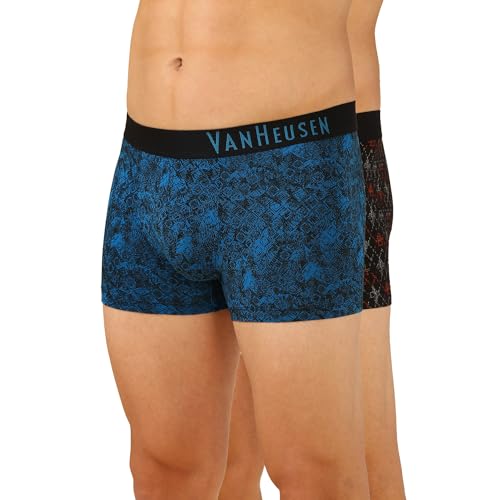 Image of Van Heusen Men's Cotton Trunks - Pack of 2 | Contoured pouch for support | Antibacterial Briefs | Sweat Absorbant | Moistue Wicking | Breathable Everyday Underwear | Long Lasting Color| Printed Colors | Style 10047