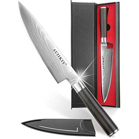 OWUYUXI Professional Chef Knife 7 Inch, Kitchen Knife, Chefs Knife with a triple-riveted Ergonomic Handle,Sharp Cooking Knife with Gift Box Cover