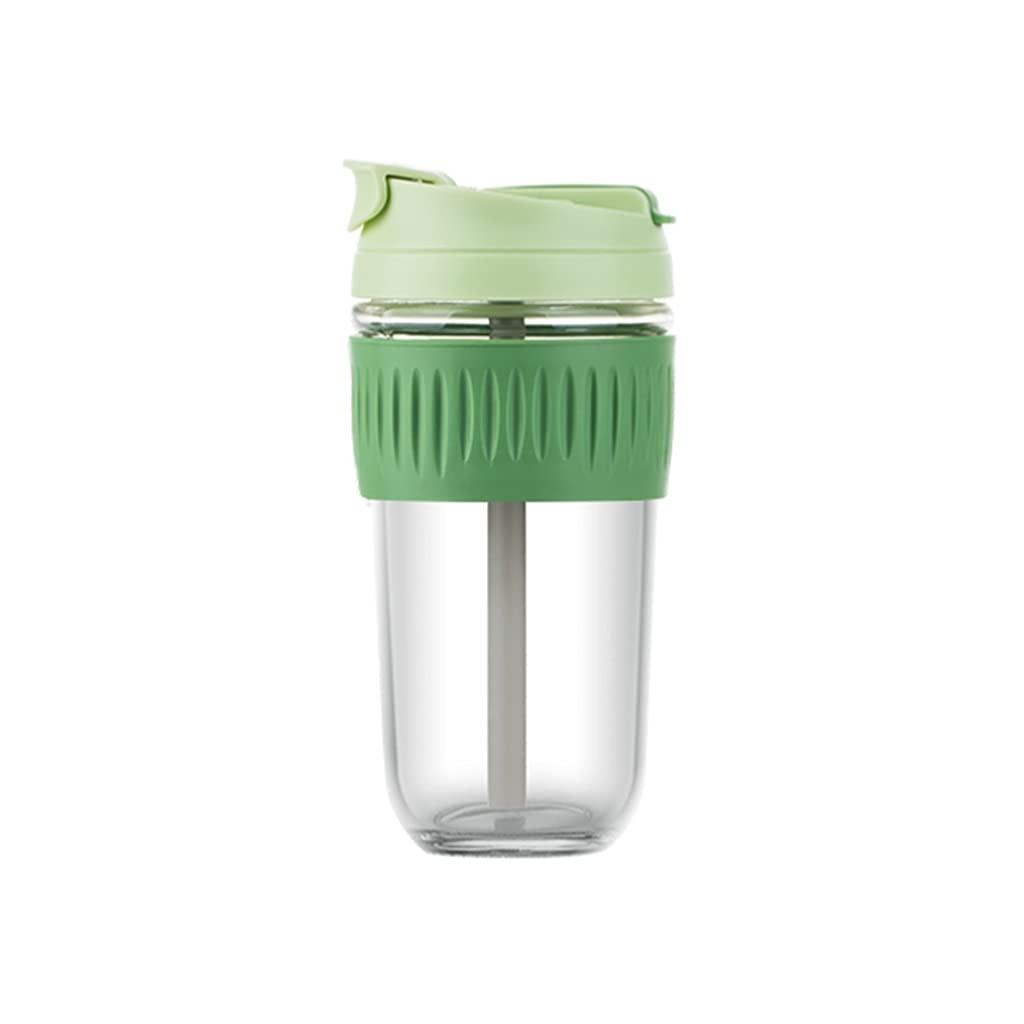 Bouteille d'eau en verre de 350 ml/500 ml avec paille sans BPA - Carafe d'eau de sécurité pour le café et le thé - Résistante aux températures élevées - Verte - Taille L - 500 ml