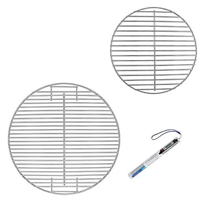 Hisencn 7432 Cooking Grate, 7440 Charcoal Grate for Weber 18.5 Inch One-Touch, Bar-B-Kettle, Smokey Mountain Cooker Smoker, Jumbo Joe, Original Kettle Grill, 17.5 inch Cooking Grate with 1 Thermometer