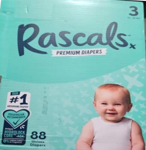 Image of Rascals Premium Diapers Size 3, 88 Count Unisex