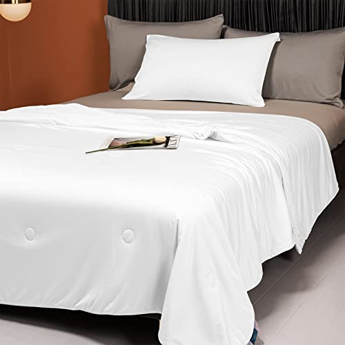 Image of LLanCL Cooling Blankets for Hot Sleepers - Cool Like Ice Cream Lightweight Blanket for Summer with Double Side Cold, Cooling Comforter, Quilt, Fabric for Bed (Queen Size 79 inch x 91 inch White)