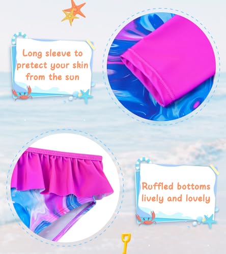 Image of UNIFACO Toddler Girls Swimsuit Rashguard Set Summer Beach Breathable Tankini with UPF 50+ Sun Protection 2-8T