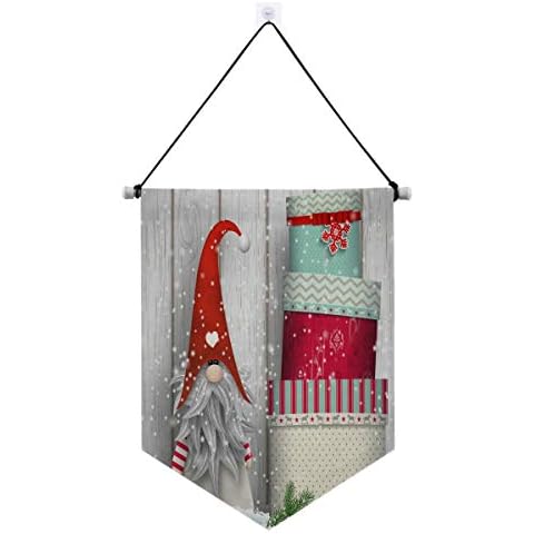 Bolaz Scandinavian Christmas Gnome Sign Porch Decor, Xmas Decor Banners Door Hangers Front Door Outdoor Hanging for Home Apartment Party Decorations Cover