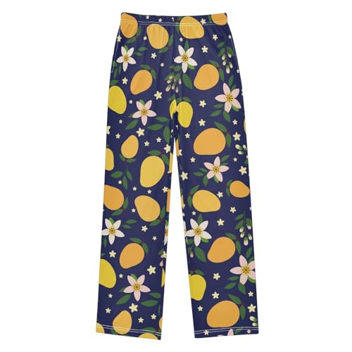 Mango Flowers Boys Long Pants Soft Trousers Elastic Waist Kids Lounge Bottoms with Pockets S-XL