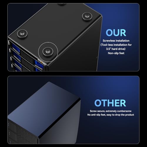 Image of CENMATE Aluminum 10 Bay Hard Drive Enclosure with Cooling Fan for 2.5 inch /3.5 inch SATA HDD /SSD with USB A /C 3.0, Support Hot Swappable, Tool-Free HDD Enclosure, DAS(NO RAID /NAS)