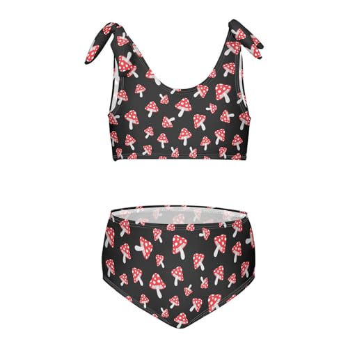 Wusikd Mushrooms Girls Swimsuits Two Piece Black Swimwear Bikini Set for for Girls Size 5-6T