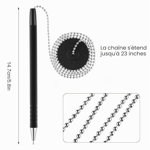 Stylo sécurisé à chaîne métallique et base adhésive haute résistance - 2