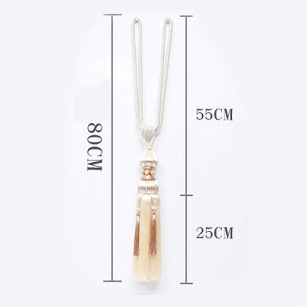 1 paire d'embrasses de rideaux à pompons à suspendre pour décoration de maison, bureau, fenêtre, draperie, pendentif, accessoires (riz)